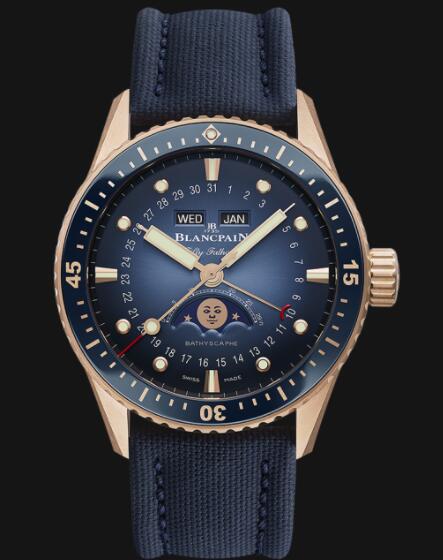 Blancpain Fifty Fathoms Replica Watch Bathyscaphe Quantième Complet Phases de Lune 5054 3640 O52B